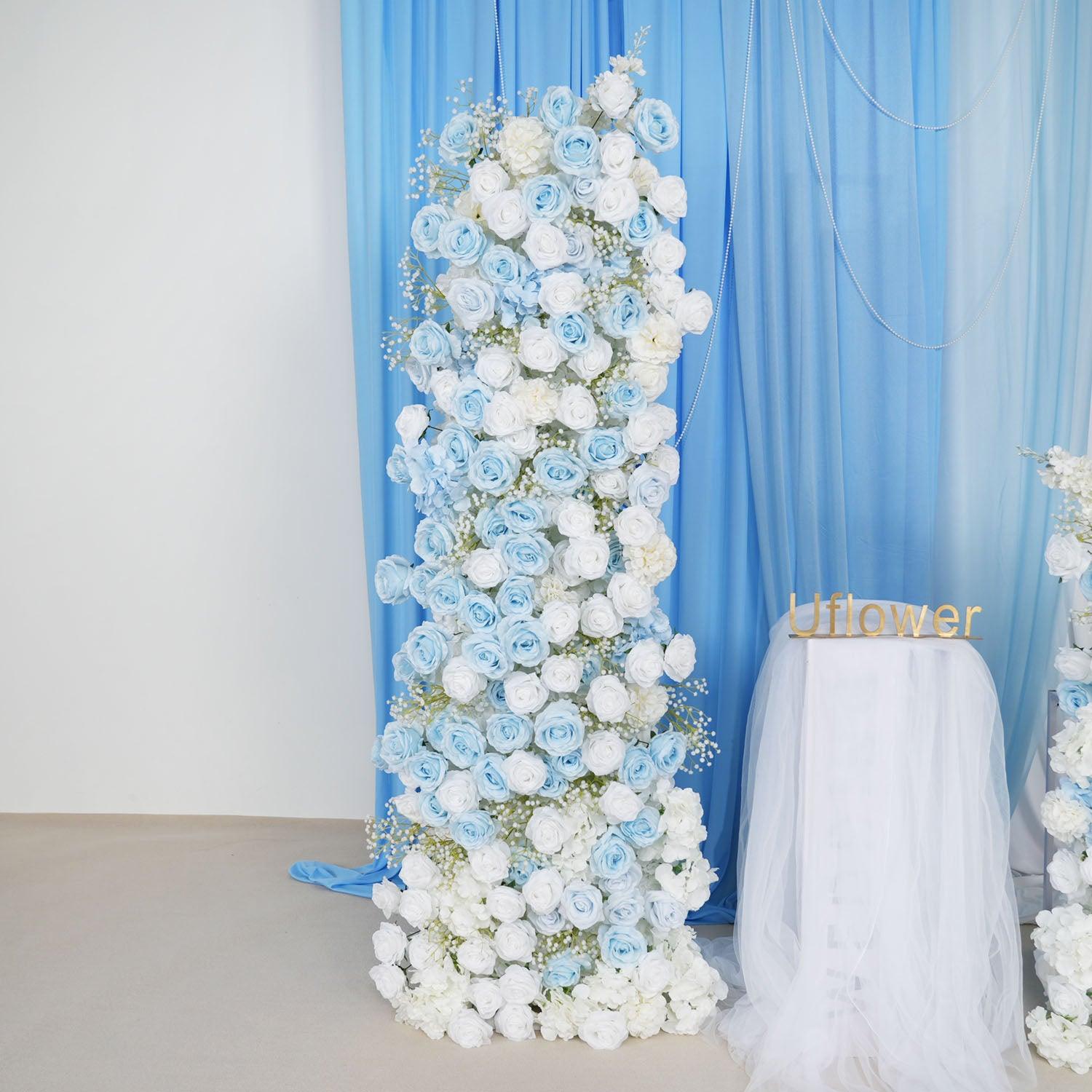 Artificial Blue White Roses Flower Arch Floor Decorate 4 picture